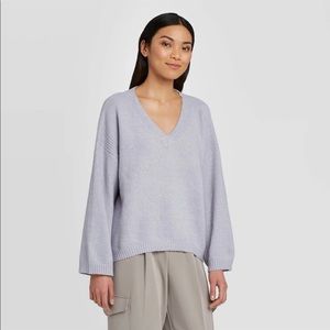 Prologue V-Neck Pullover Gray/Blue Sweater
